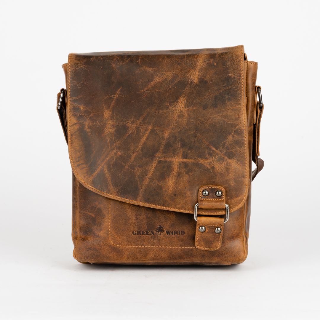 Leather Shoulder Bag Quebec - Camel - Greenwood Leather