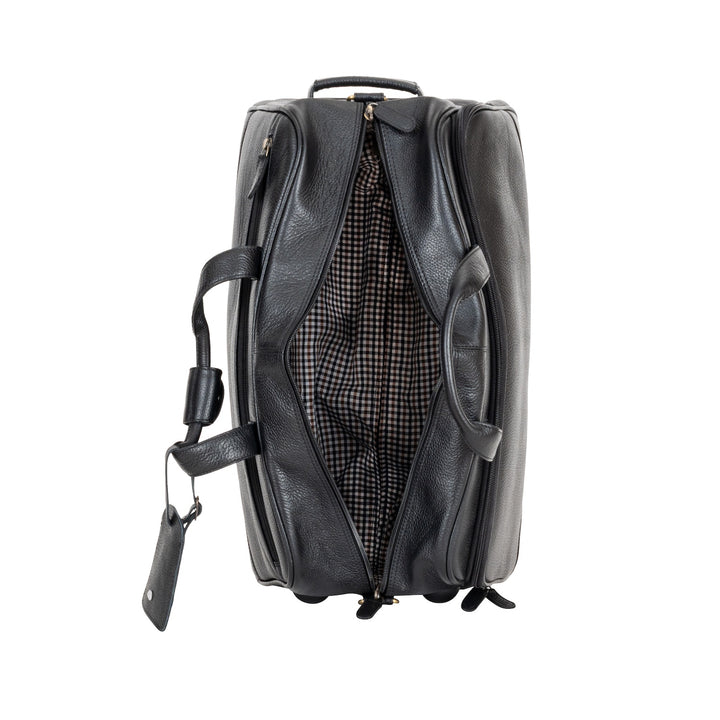 Leather Wheeled Duffel Bag Boston - Black - Greenwood Leather