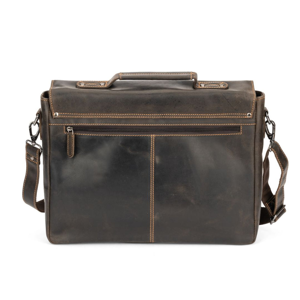 Portland Leather Laptop Bag - Brown - Greenwood Leather