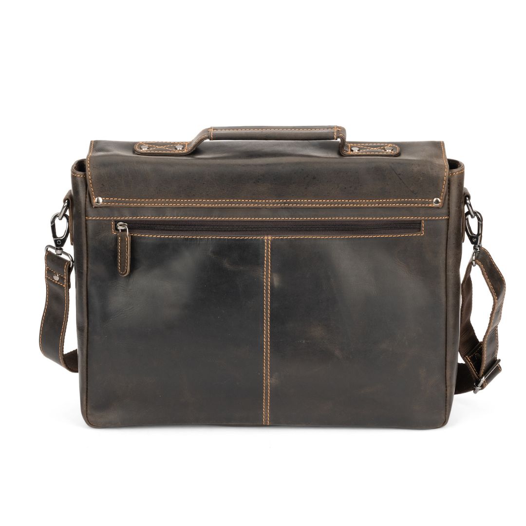 Portland Leather Laptop Bag - Brown - Greenwood Leather