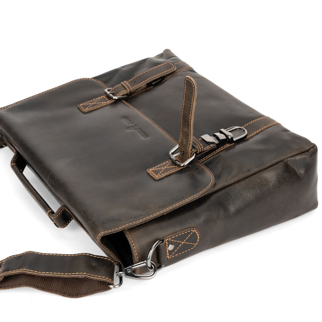 Portland Leather Laptop Bag - Brown - Greenwood Leather