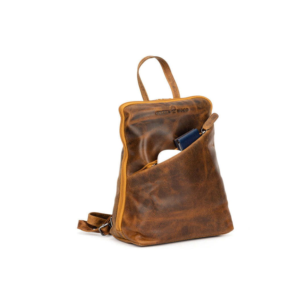 Leather Women's Backpack Claire - Camel - Greenwood Leather