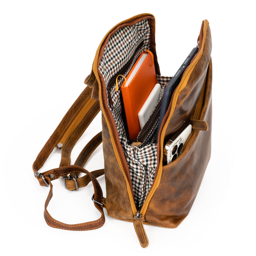 Leather Women's Backpack Claire - Camel - Greenwood Leather
