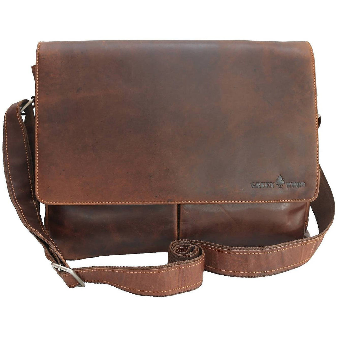 Leather Shoulder Laptop Bag Gent - Sandal - Greenwood Leather