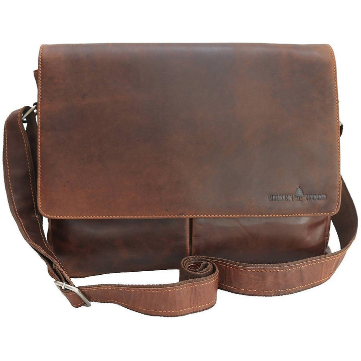 Leather Shoulder Laptop Bag Gent - Sandal - Greenwood Leather