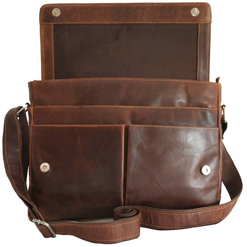 Leather Shoulder Laptop Bag Gent - Sandal - Greenwood Leather