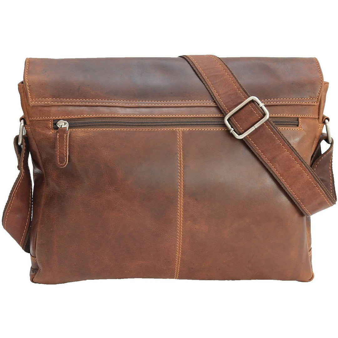 Leather Shoulder Laptop Bag Gent - Sandal - Greenwood Leather