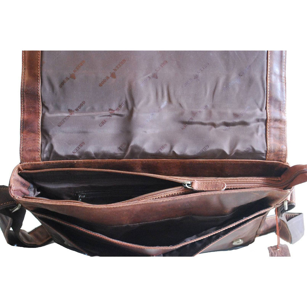Leather Shoulder Laptop Bag Gent - Sandal - Greenwood Leather