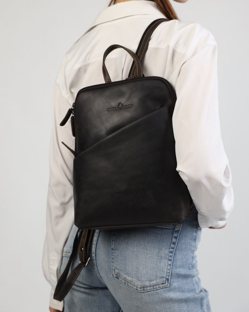 Green Wood  Distressed Leather Women’s Backpack Women Leather Backpack main image 4
