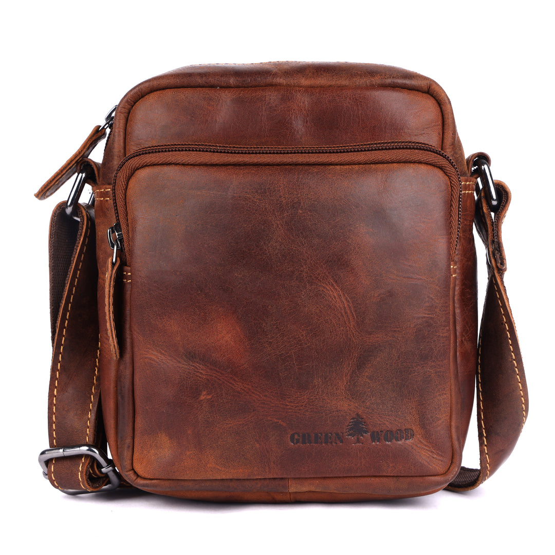 Hudson Classic Leather Crossbody Unisex Bag - Greenwood Leather