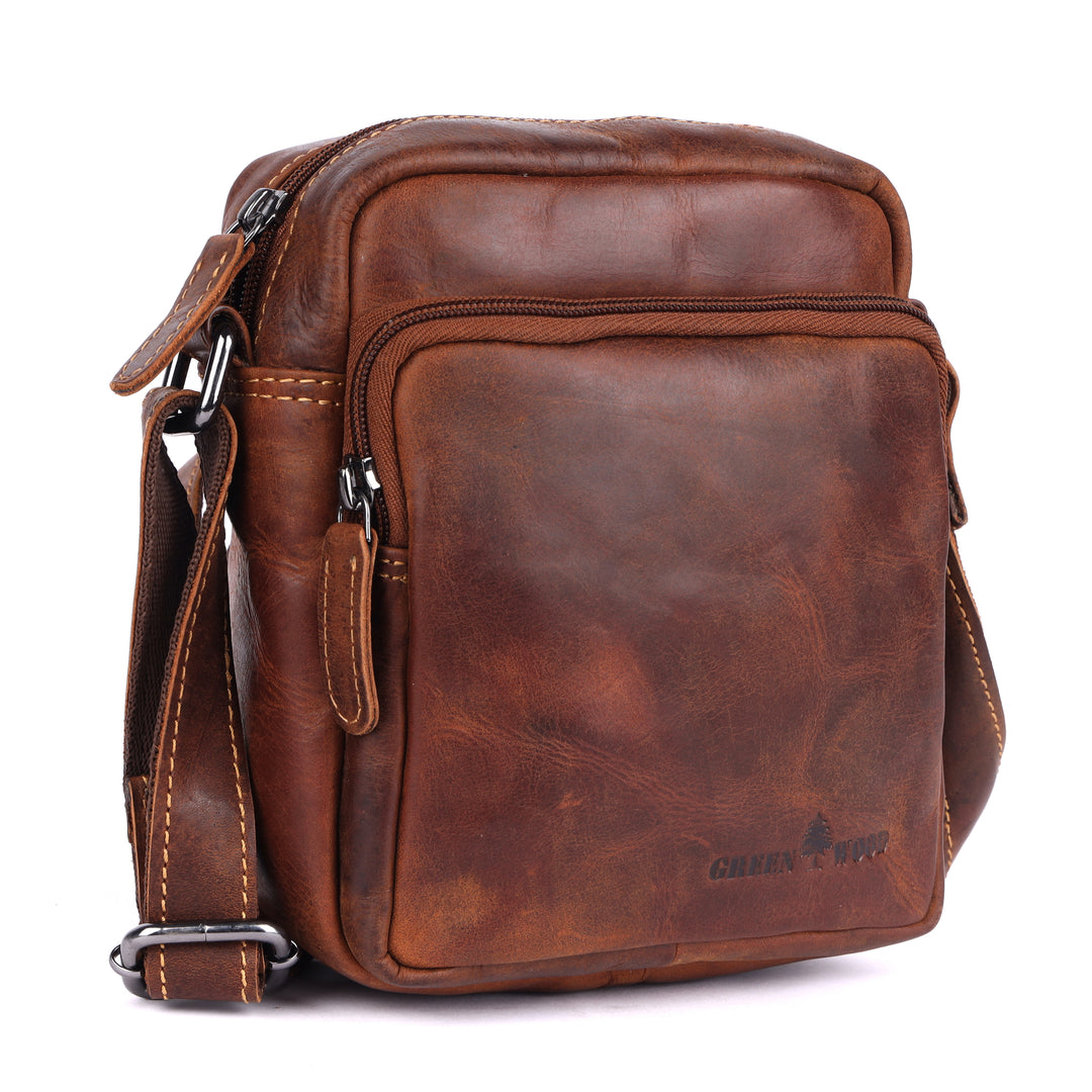 Hudson Classic Leather Crossbody Unisex Bag - Greenwood Leather
