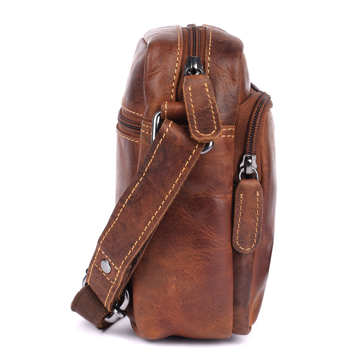 Hudson Classic Leather Crossbody Unisex Bag - Greenwood Leather