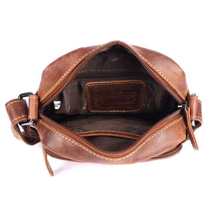 Hudson Classic Leather Crossbody Unisex Bag - Greenwood Leather