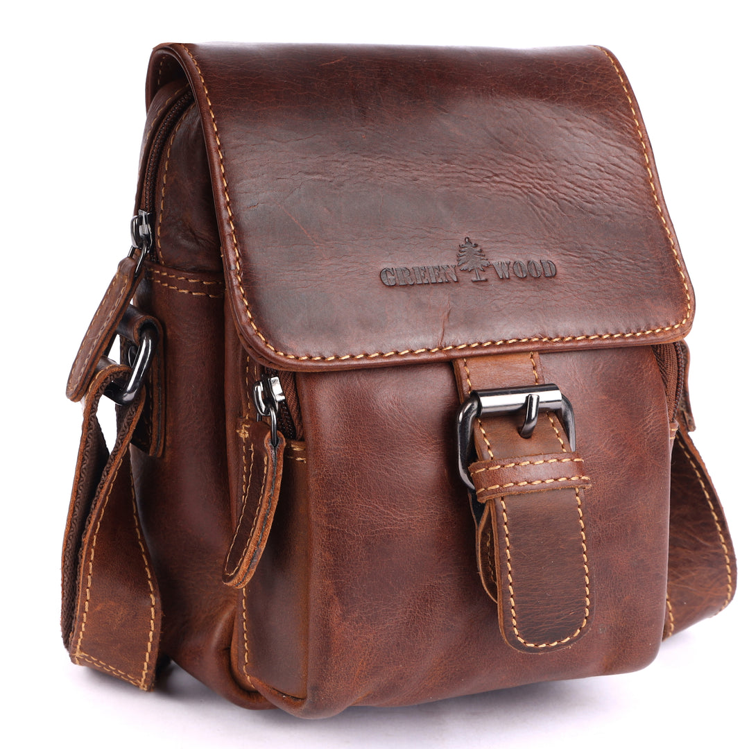 The "Forest Grove" Compact Leather Messenger Bag - Greenwood Leather