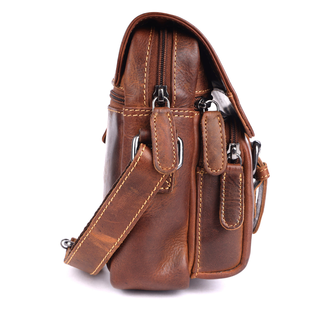 The "Forest Grove" Compact Leather Messenger Bag - Greenwood Leather