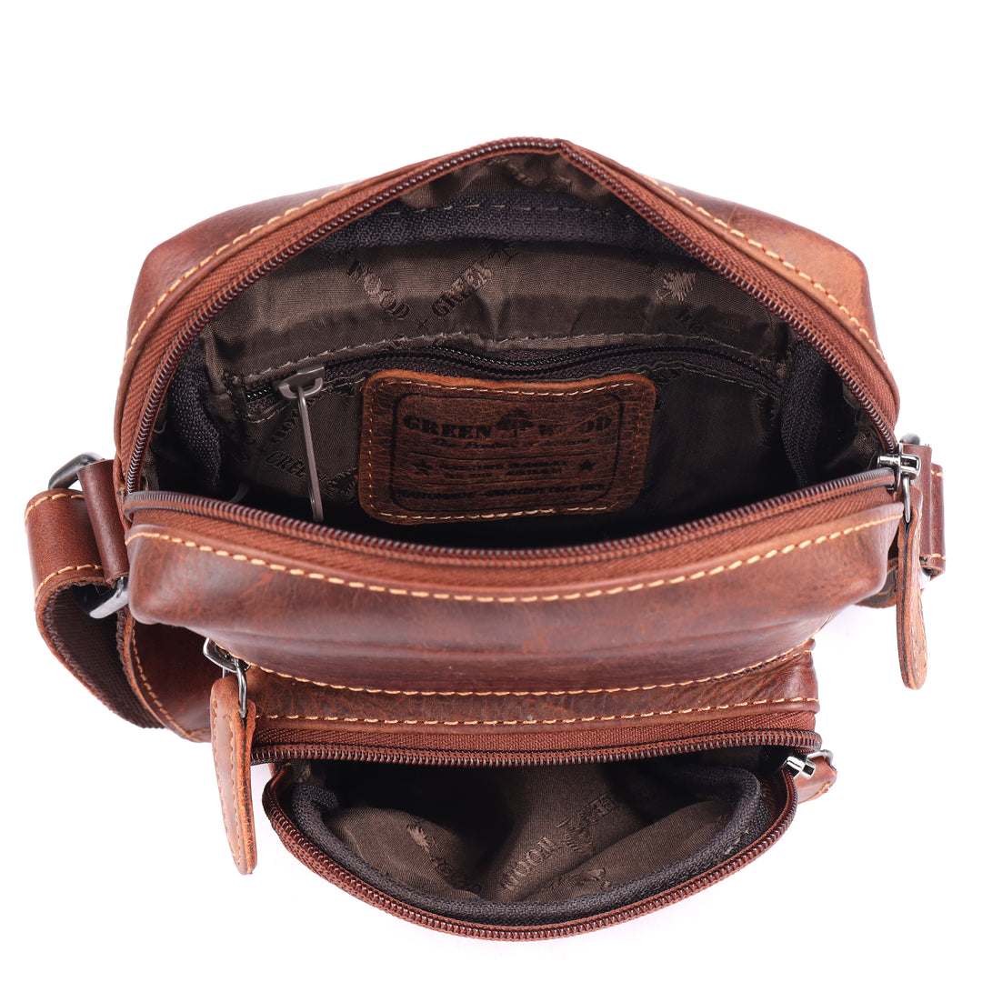 The "Forest Grove" Compact Leather Messenger Bag - Greenwood Leather