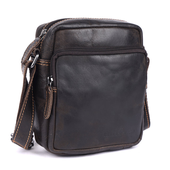 Hudson Classic Leather Crossbody Unisex Bag - Greenwood Leather