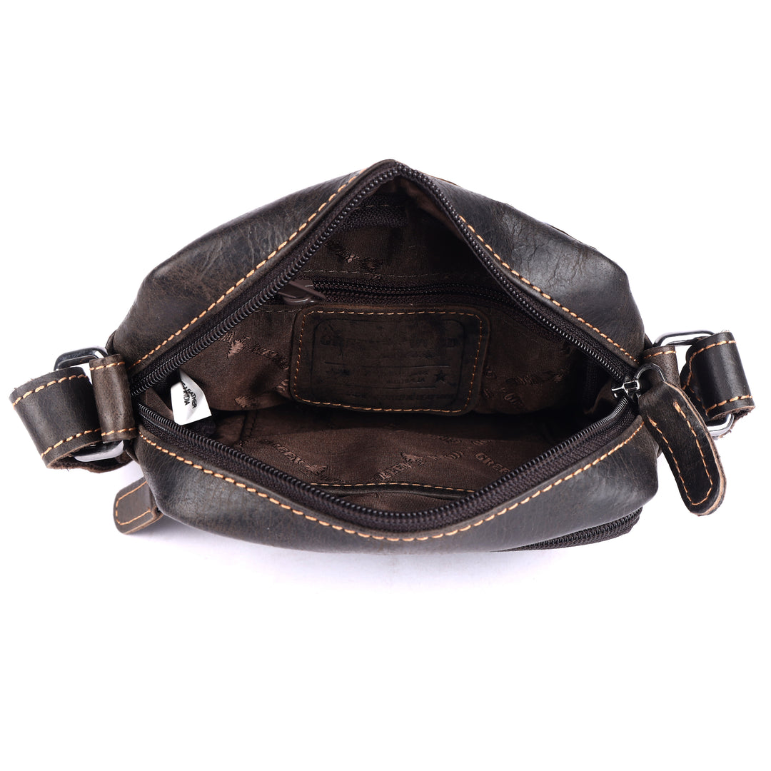 Hudson Classic Leather Crossbody Unisex Bag - Greenwood Leather