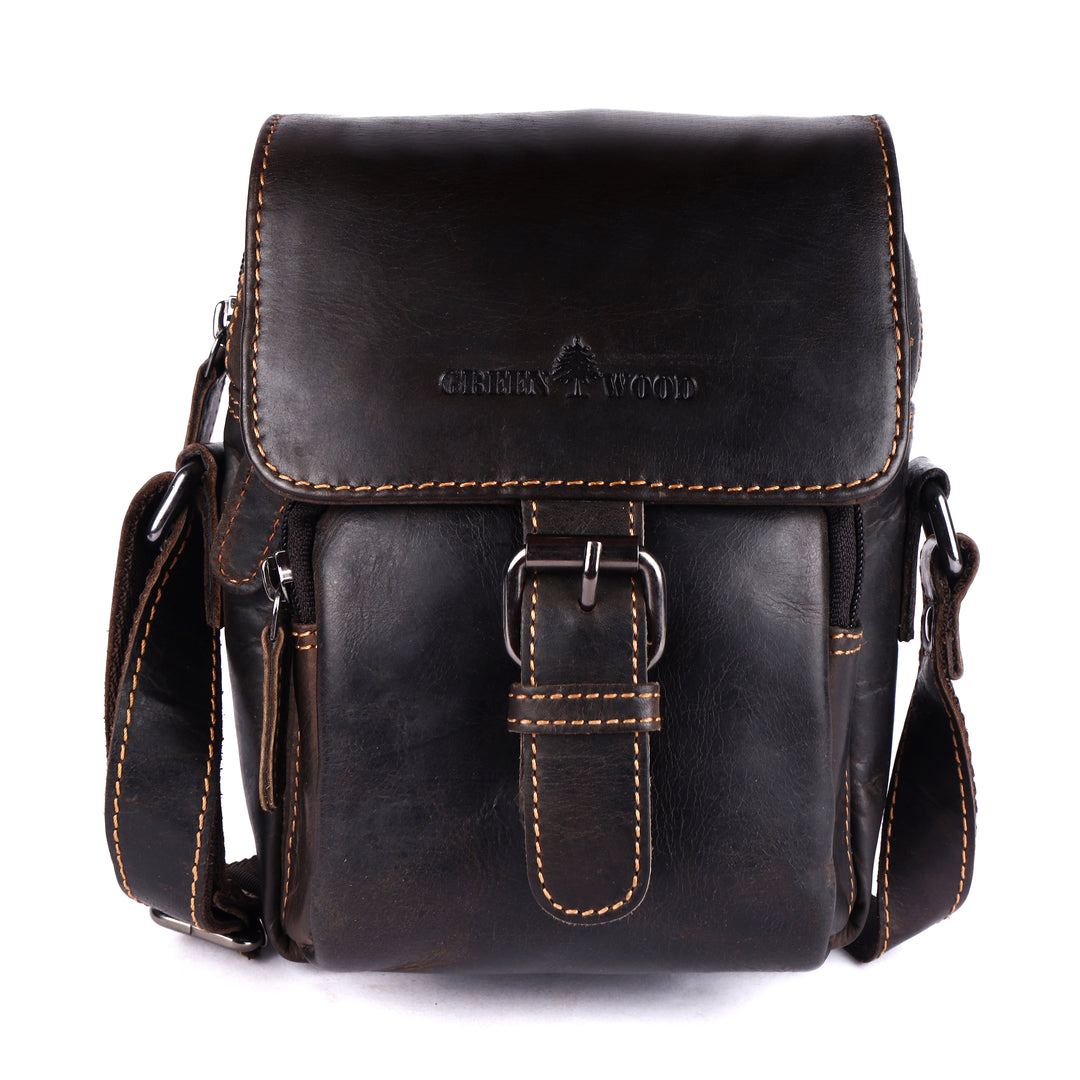 The "Forest Grove" Compact Leather Messenger Bag - Greenwood Leather