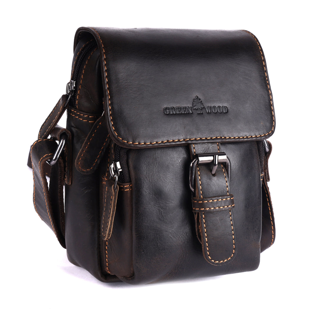 The "Forest Grove" Compact Leather Messenger Bag - Greenwood Leather