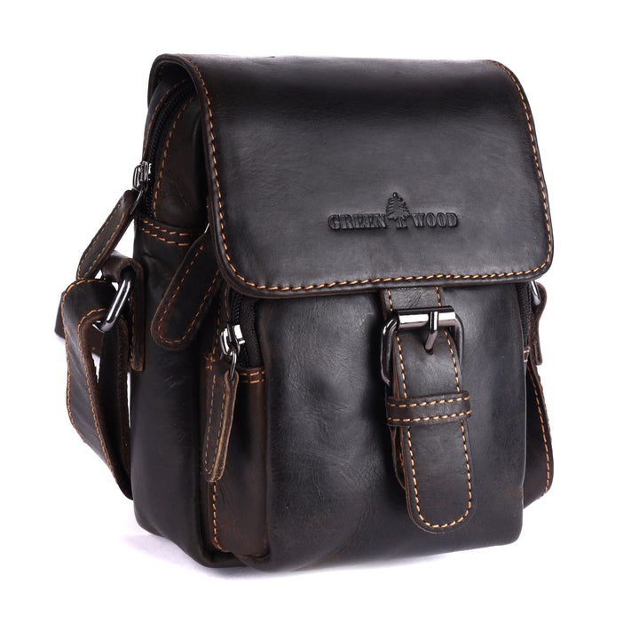 The "Forest Grove" Compact Leather Messenger Bag - Greenwood Leather