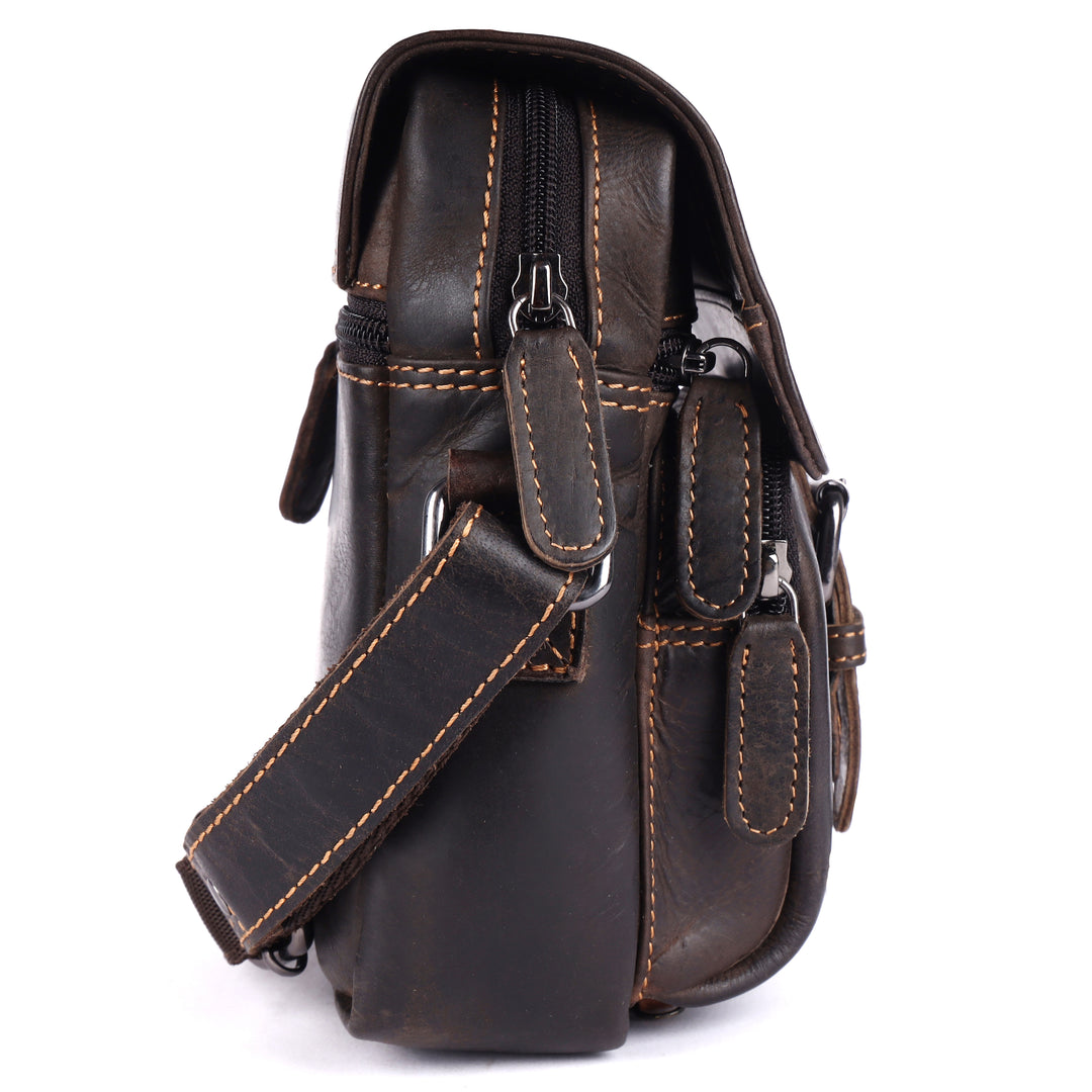 The "Forest Grove" Compact Leather Messenger Bag - Greenwood Leather