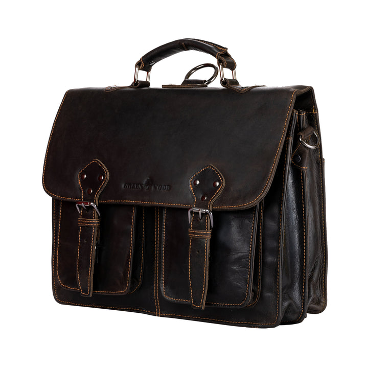 Sacoche pour Ordinateur Portable en Cuir Portland Marron