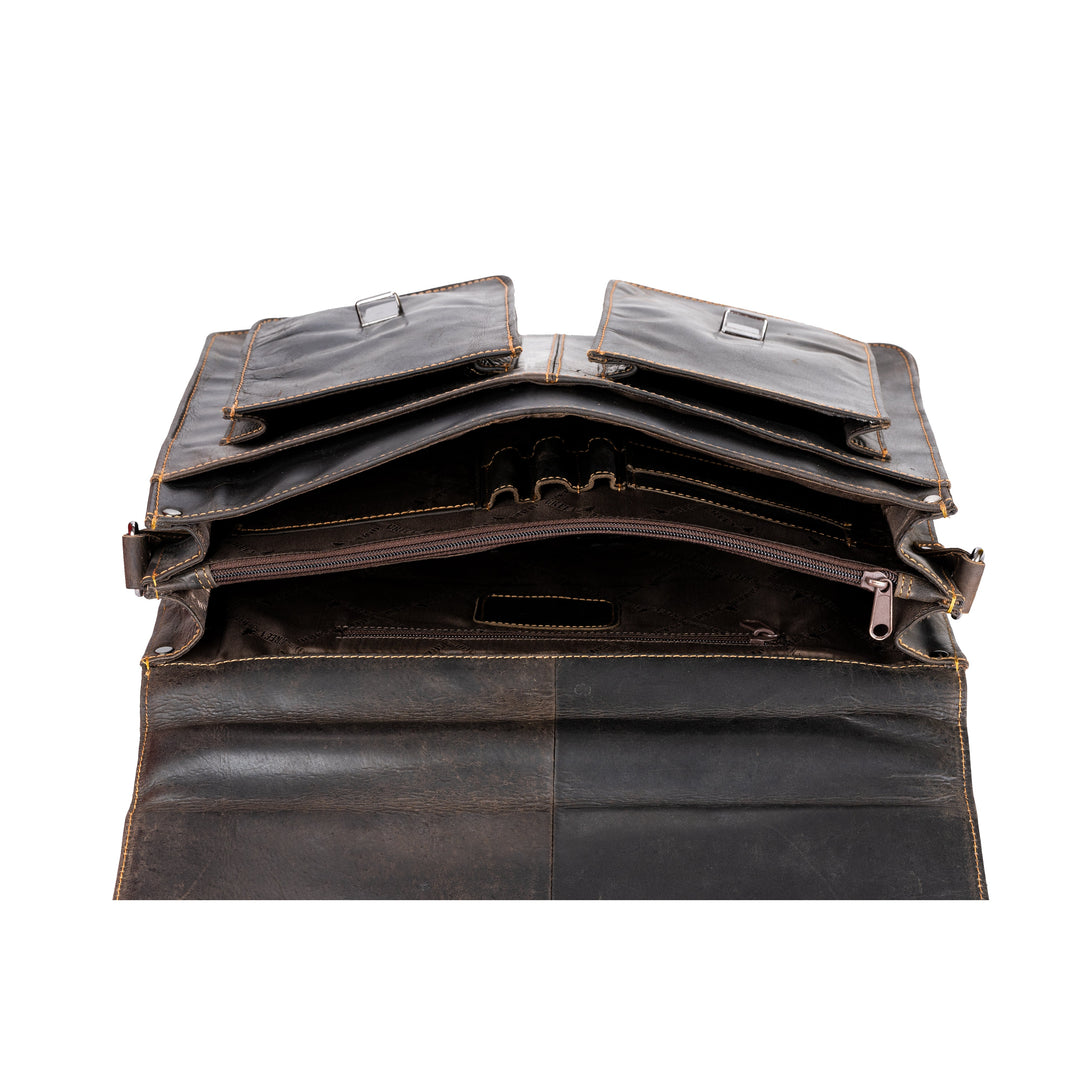 Sacoche pour Ordinateur Portable en Cuir Portland Marron