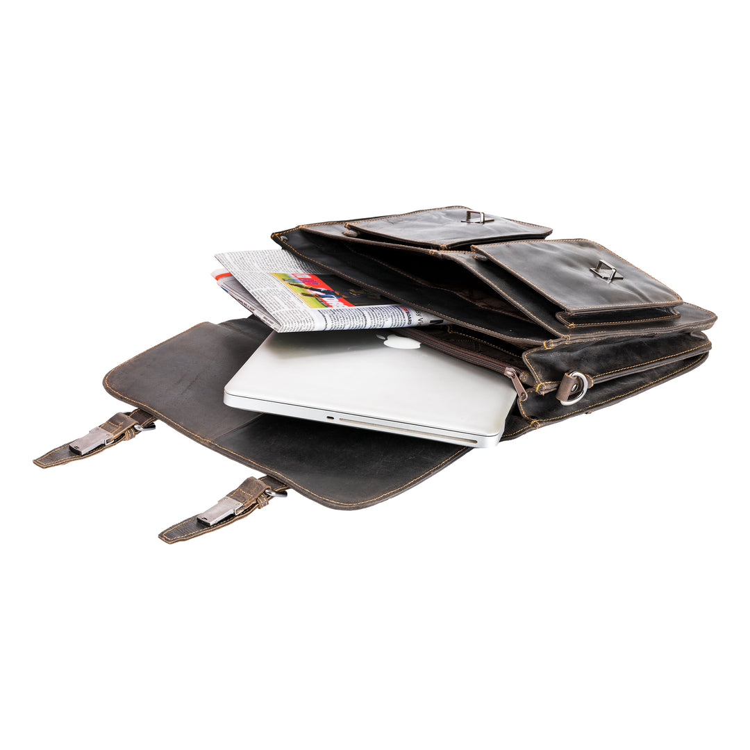 Sacoche pour Ordinateur Portable en Cuir Portland Marron