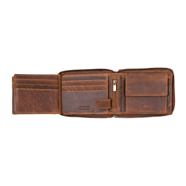 RFID wallet - Zip Around Wallet Buffalo - Sandal