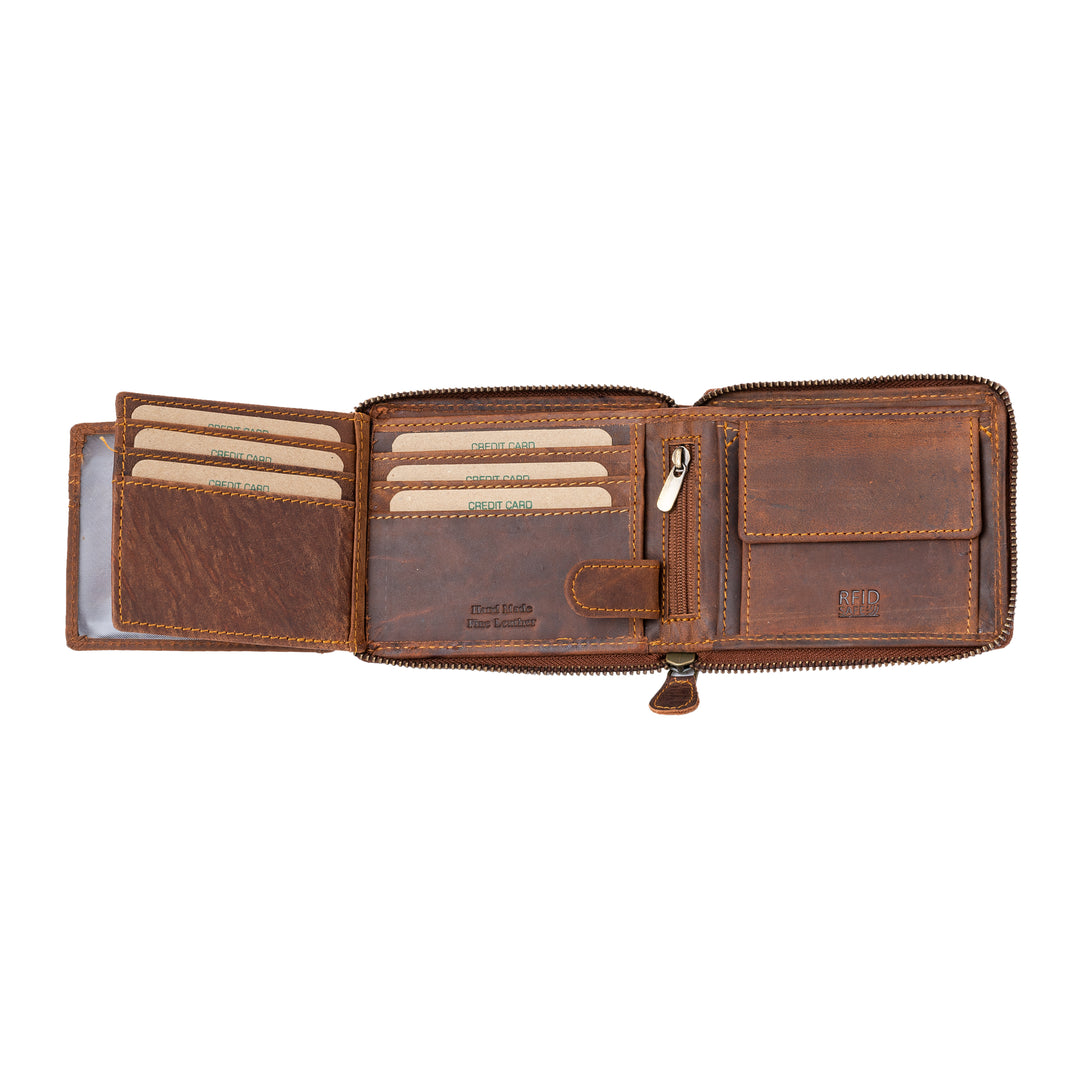 RFID wallet - Zip Around Wallet Buffalo - Sandal