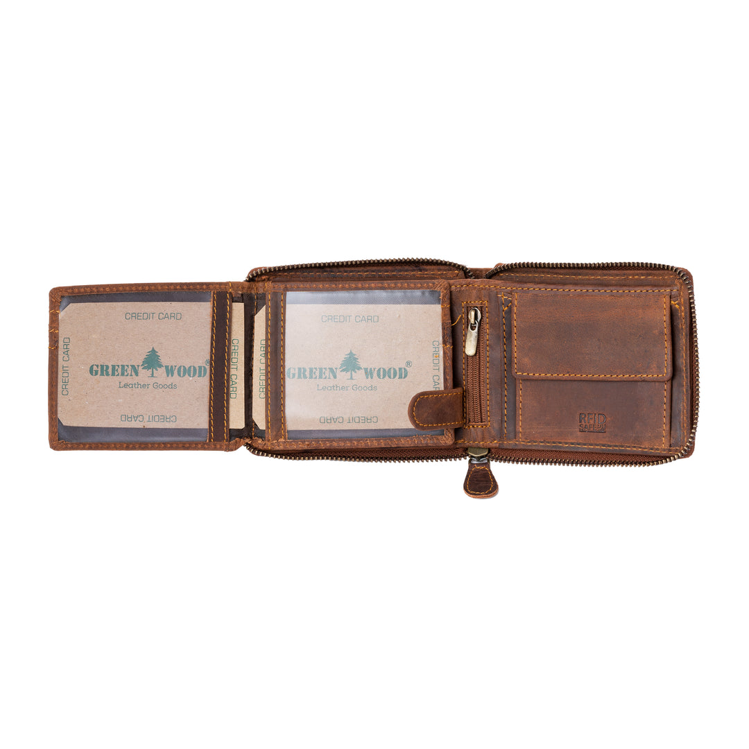 RFID wallet - Zip Around Wallet Buffalo - Sandal