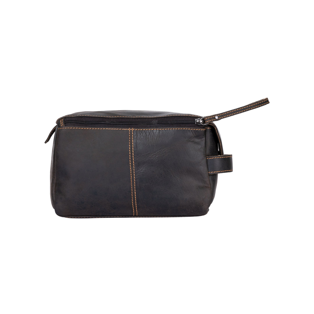 Leather Travel Wash Bag Calgary Brown - Greenwood Leather