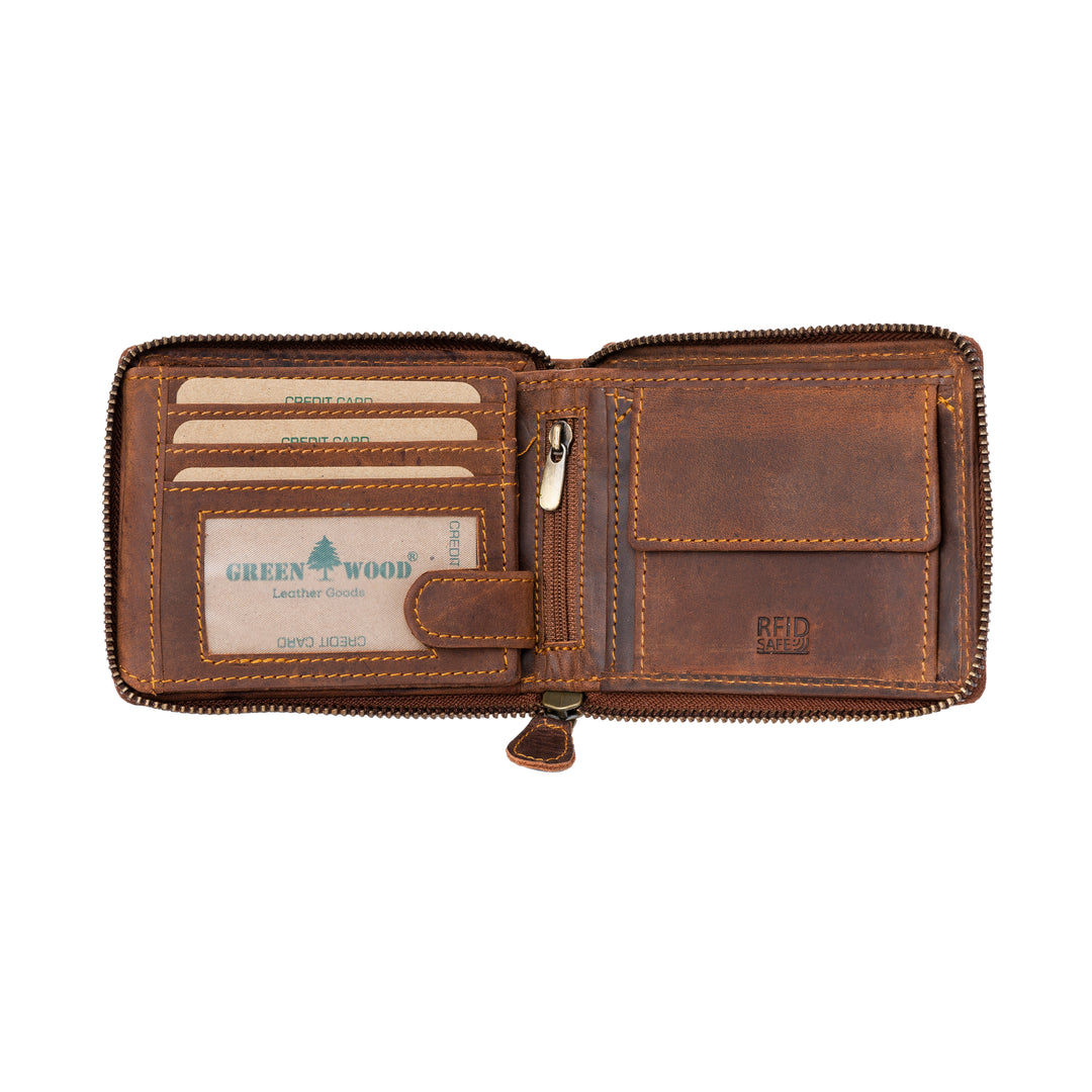 RFID wallet - Zip Around Wallet Buffalo - Sandal