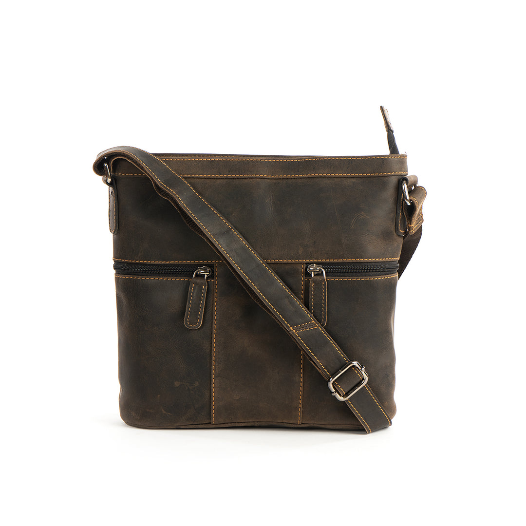 Women Shoulder Bag LD002 Brown - Greenwood Leather