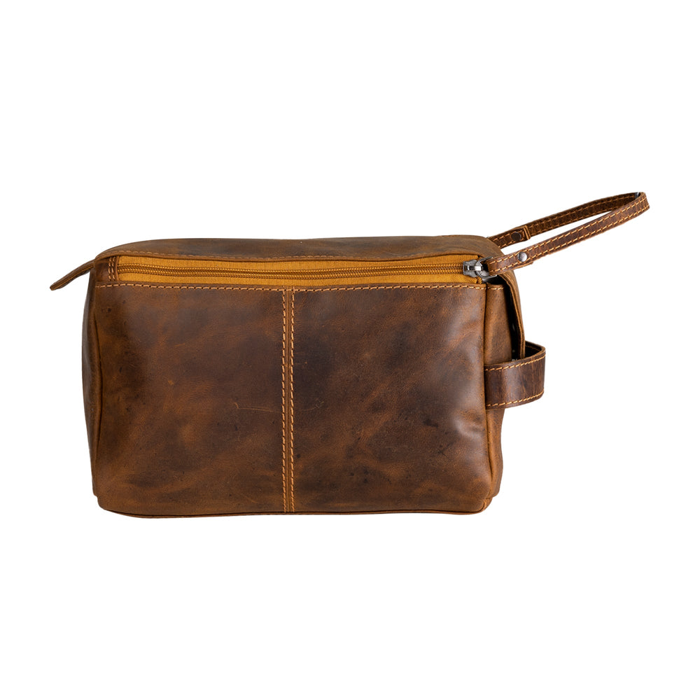 Leather Travel Wash Bag Calgary Camel - Greenwood Leather