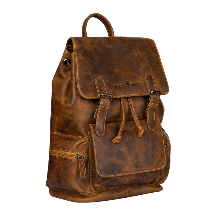 Edmonton Leather Backpack Camel- Unisex - Greenwood Leather