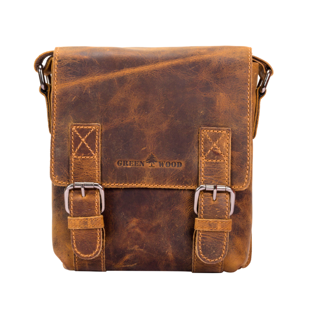 Leather Shoulder Bag Dubbo - Camel - Greenwood Leather