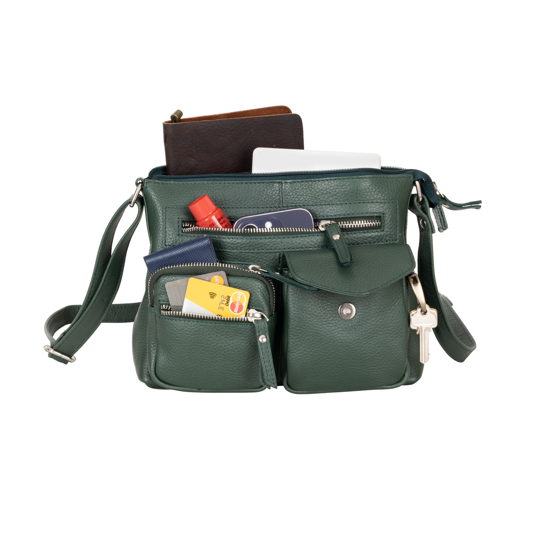 Mila Multi-Pocket Leather Crossbody Bag - Greenwood Leather