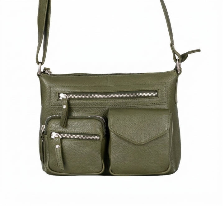 Mila Multi-Pocket Leather Crossbody Bag