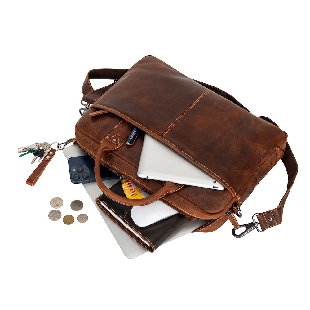 Regent Full-Grain Leather Laptop Bag - 16" Business Briefcase