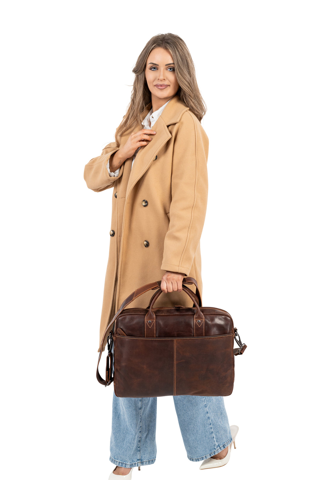 Regent Full-Grain Leather Laptop Bag - 16" Business Briefcase