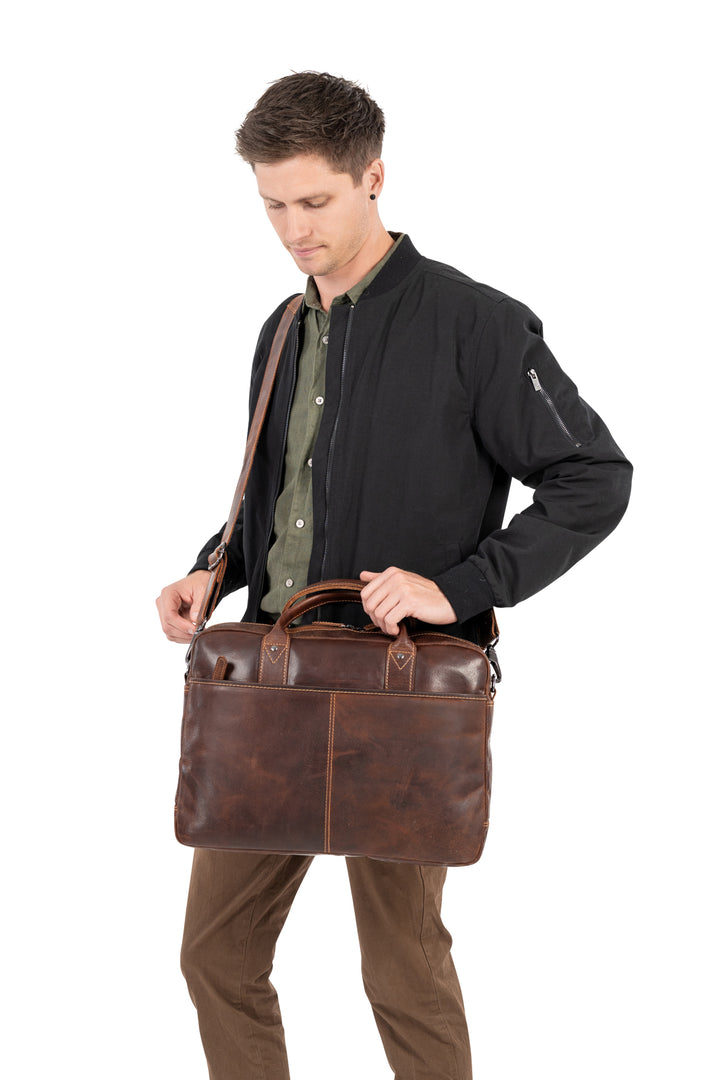 Regent Full-Grain Leather Laptop Bag - 16" Business Briefcase