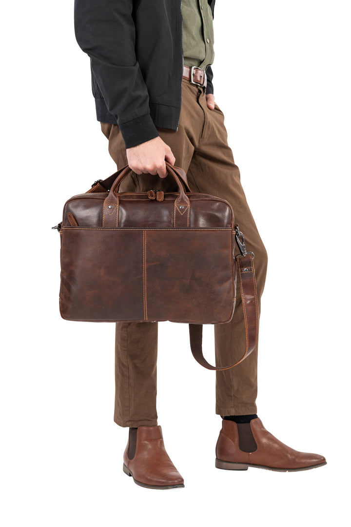 Regent Full-Grain Leather Laptop Bag - 16" Business Briefcase