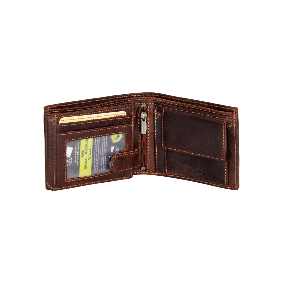 Greenwood Leather “Harvey” RFID Blocking Leather Wallet – Premium Full Grain Men’s Bifold Wallet with Coin Pocket
