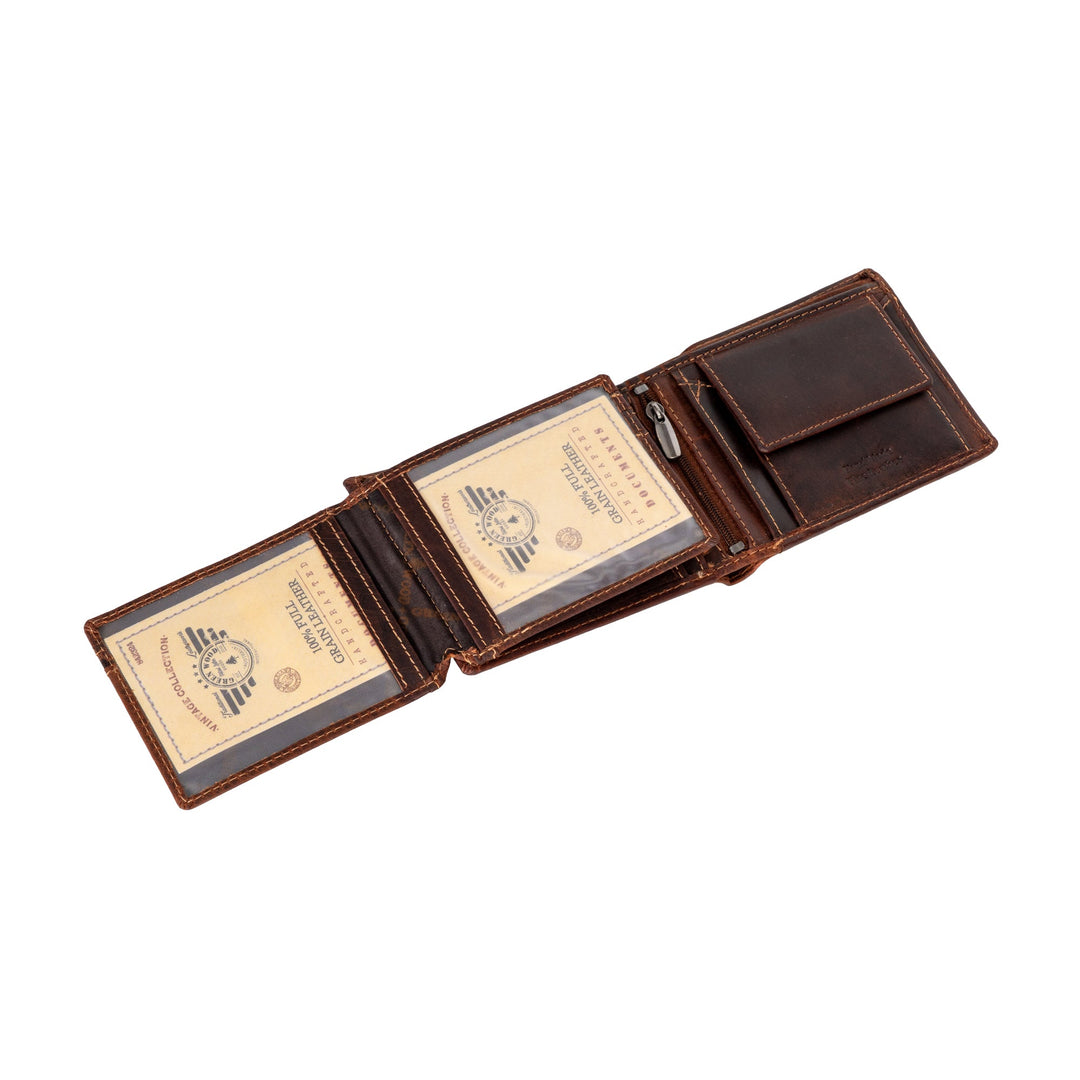 Greenwood Leather “Harvey” RFID Blocking Leather Wallet – Premium Full Grain Men’s Bifold Wallet with Coin Pocket