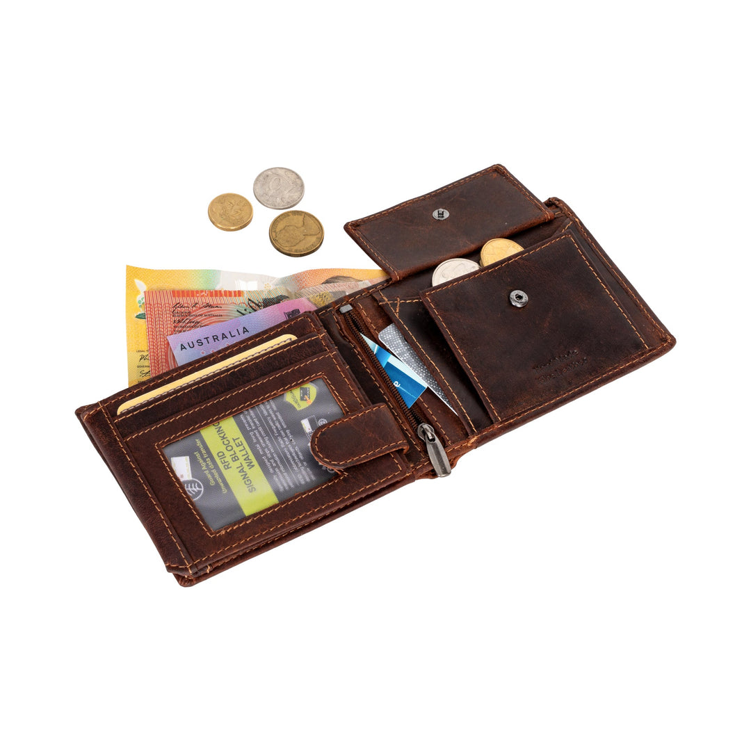 Greenwood Leather “Harvey” RFID Blocking Leather Wallet – Premium Full Grain Men’s Bifold Wallet with Coin Pocket