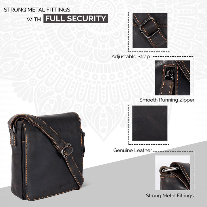 Leather Shoulder Bag Luna - Brown - Greenwood Leather