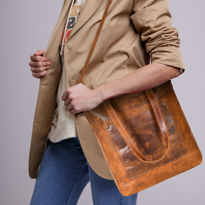 Classic Leather Tote Bag Colorado - Camel - Greenwood Leather