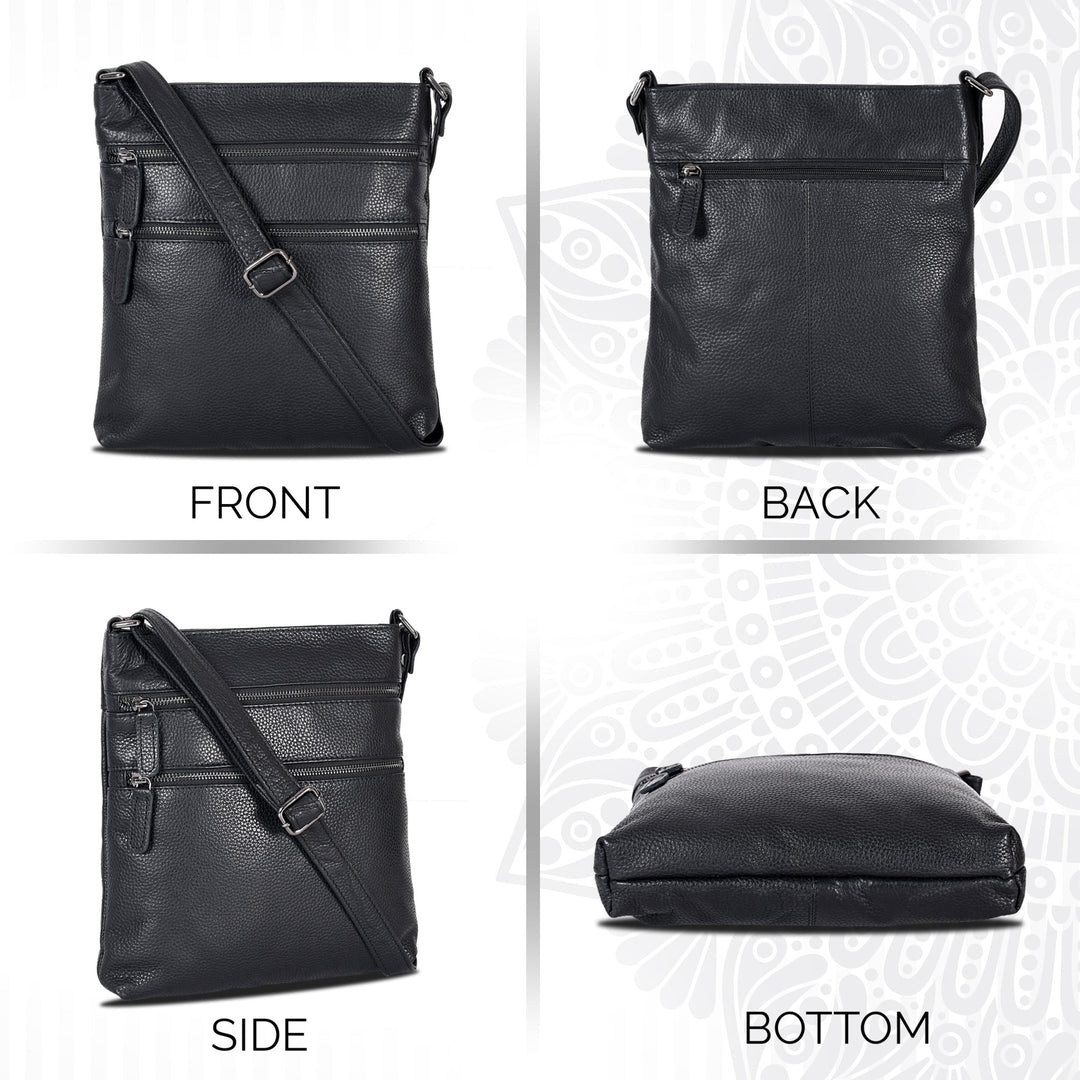 Leather Crossbody Purse Ottawa - Black